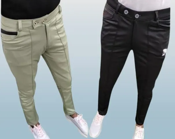 Stylish Solid Regular Track Pants For Men- Combo Pack Of 2