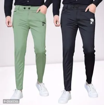 Stylist Lycra Casual Trousers For Men Pack Of 2-thumb0