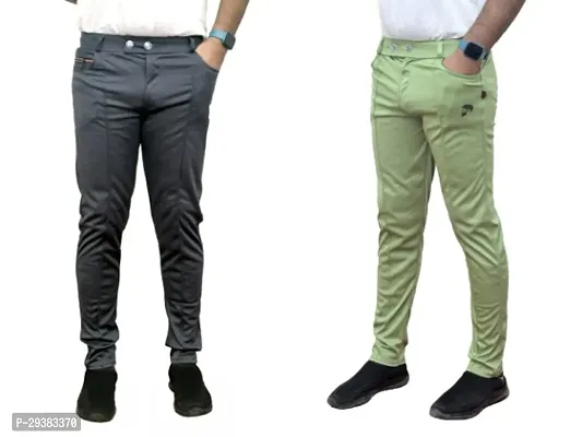 Stylist Lycra Casual Trousers For Men Pack Of 2-thumb0