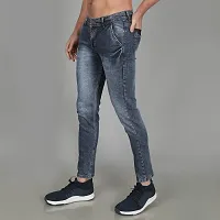 Stylish Blue Denim Faded Mid-Rise Jeans For Men-thumb3