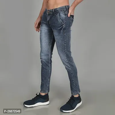 Stylish Blue Denim Faded Mid-Rise Jeans For Men-thumb4