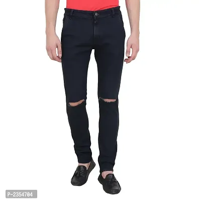 Black Solid Cotton Blend Mid-Rise Jeans-thumb0