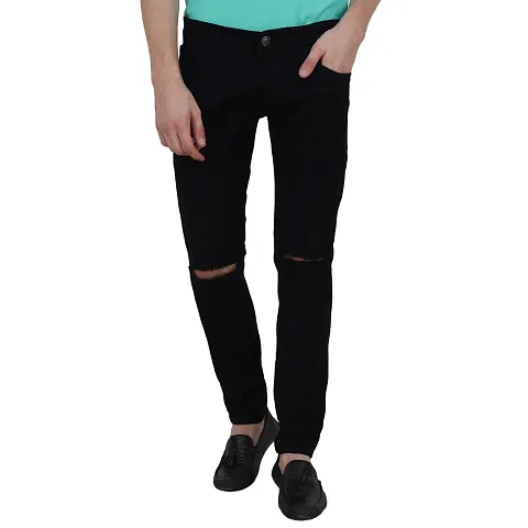 Men's Mid-Rise Knee Ripped Jeans