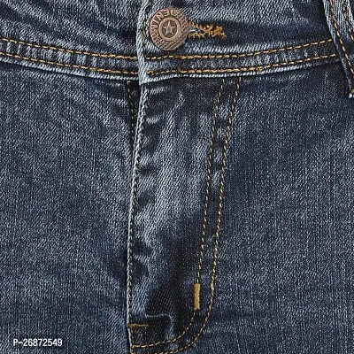 Stylish Blue Denim Faded Mid-Rise Jeans For Men-thumb5