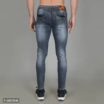 Stylish Blue Denim Faded Mid-Rise Jeans For Men-thumb2