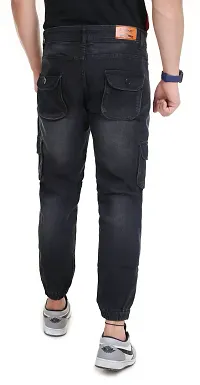 Stylish Black Denim Faded Mid-Rise Jeans For Men-thumb1
