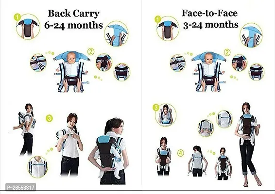 Adjustable Hands-Free 4-in-1 Baby Carrier Cum Kangaroo Bag with Comfortable Head Support  Buckle Straps for 0-18 Months Baby ( Multicolour)-thumb3