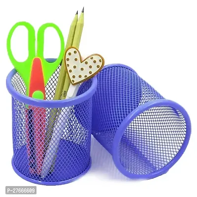 Office PetalsCylendrical Black Mesh Metal Desk Pen, Pencil and Other Stationery Organiser Holder, Use at Office, School and Home Pack of 1-thumb0