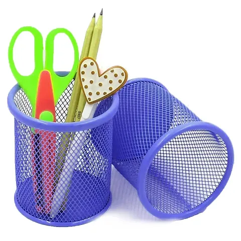 Office PetalsCylendrical Black Mesh Metal Desk Pen, Pencil and Other Stationery Organiser Holder, Use at Office, School and Home Pack of 1