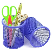 Office PetalsCylendrical Black Mesh Metal Desk Pen, Pencil and Other Stationery Organiser Holder, Use at Office, School and Home Pack of 1-thumb1