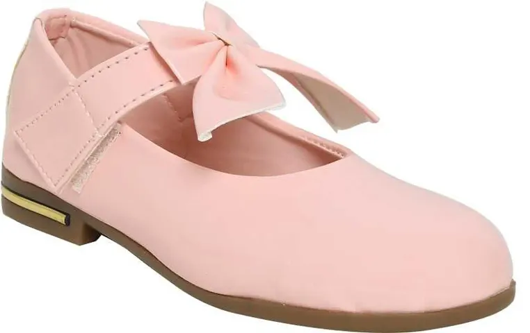 Prattle Foot Casual Leather Girl's Bellie, Trendy Bow Style Flat Ballet for Baby Girl's (Pink)- 12 Months-18 Months