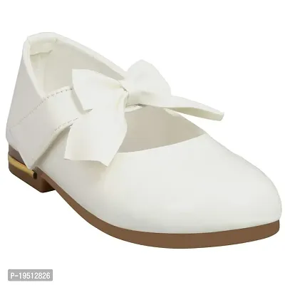 Prattle Foot Casual Leather Girl's Bellie, Trendy Bow Style Flat Ballet for Baby Girl's (White)- 12 Months-18 Months