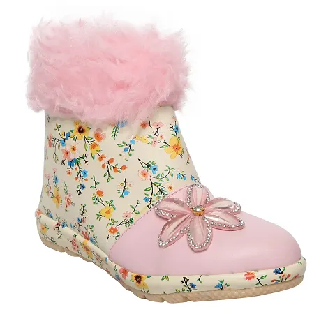 Prattle Foot Girls Kids Side Zipper Boots, Ankle Length Long Boot, Casual Stylish Boot-PF-PRNTBOOT2-2-2.5YPink