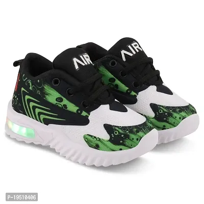 Prattle Foot Kids LED Casual Shoe/Kids Unisex Sneaker/Walking Shoe for Baby Boys and Girls(Black Green T-202 -(2))-thumb3