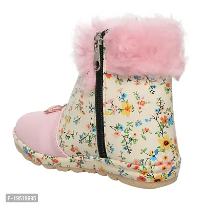 Prattle Foot Girls Kids Side Zipper Boots, Ankle Length Printed Long Boot, Casual Stylish Boot-PF-PRNTBOOT-3-3.5YPink-thumb3