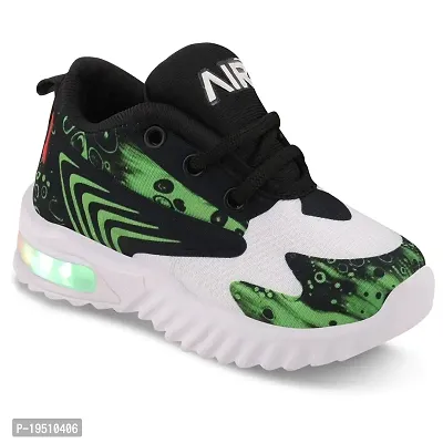Prattle Foot Kids LED Casual Shoe/Kids Unisex Sneaker/Walking Shoe for Baby Boys and Girls(Black Green T-202 -(2))