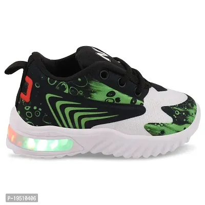 Prattle Foot Kids LED Casual Shoe/Kids Unisex Sneaker/Walking Shoe for Baby Boys and Girls(Black Green T-202 -(2))-thumb2