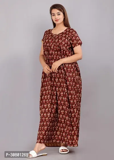 Elegant Cotton Blend Printed Nighty For Women-thumb0