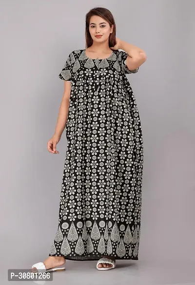 Elegant Cotton Blend Printed Nighty For Women-thumb0