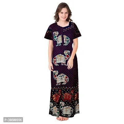 Elegant Cotton Blend Printed Nighty For Women-thumb0