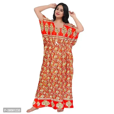 Elegant Cotton Blend Printed Nighty For Women-thumb0