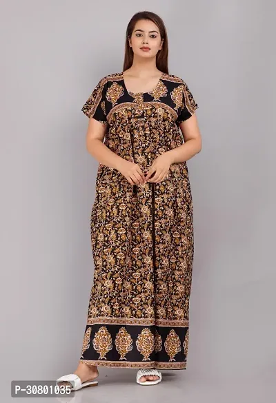 Elegant Cotton Blend Printed Nighty For Women-thumb0