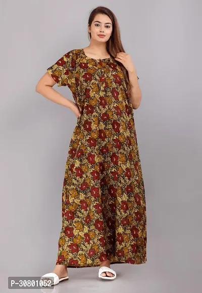 Elegant Cotton Blend Printed Nighty For Women-thumb0