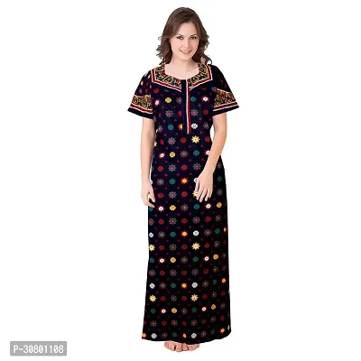 Elegant Cotton Blend Printed Nighty For Women-thumb0