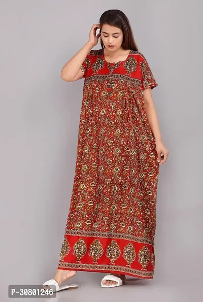 Elegant Cotton Blend Printed Nighty For Women-thumb0