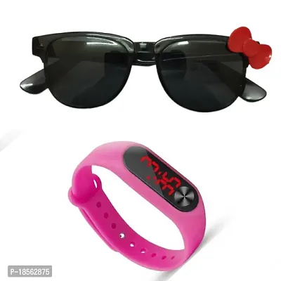 Buy Kids Sunglasses UV Protected Digital Watch Pink combo