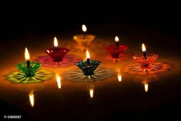 3d Reflection Oil Diya Diwali Festival Plasticnbsp;-Pack Of 6