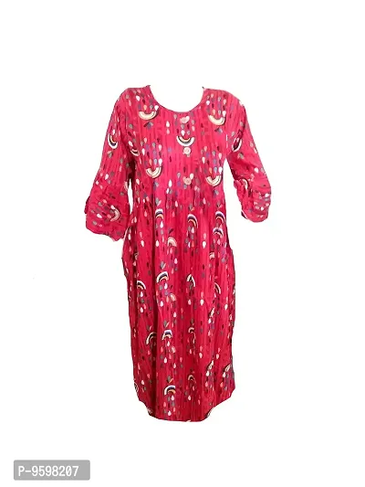 Eternal Alley Women's Kurti with Trendy Print (44, Red)-thumb0