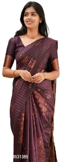 Stylish Fancy Designer Silk Blend Saree With Blouse Piece For Women-thumb0