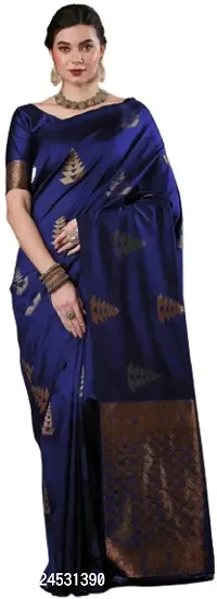 Stylish Fancy Designer Silk Blend Saree With Blouse Piece For Women-thumb0