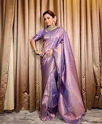 Stylish Fancy Designer Silk Blend Saree With Blouse Piece For Women-thumb1