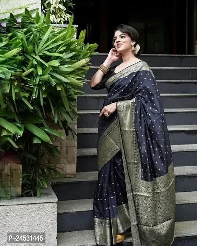 Stylish Fancy Designer Silk Blend Saree With Blouse Piece For Women-thumb5