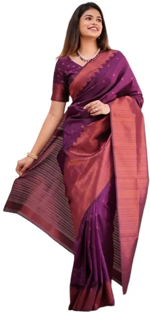 Stylish Fancy Designer Silk Blend Saree With Blouse Piece For Women