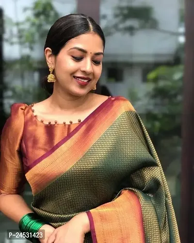 Stylish Fancy Designer Silk Blend Saree With Blouse Piece For Women-thumb4