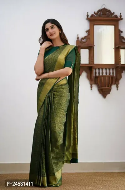 Stylish Fancy Designer Silk Blend Saree With Blouse Piece For Women-thumb4