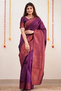 Stylish Fancy Designer Silk Blend Saree With Blouse Piece For Women-thumb2