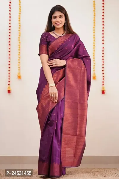 Stylish Fancy Designer Silk Blend Saree With Blouse Piece For Women-thumb3