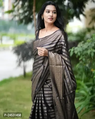 Stylish Fancy Designer Silk Blend Saree With Blouse Piece For Women-thumb2