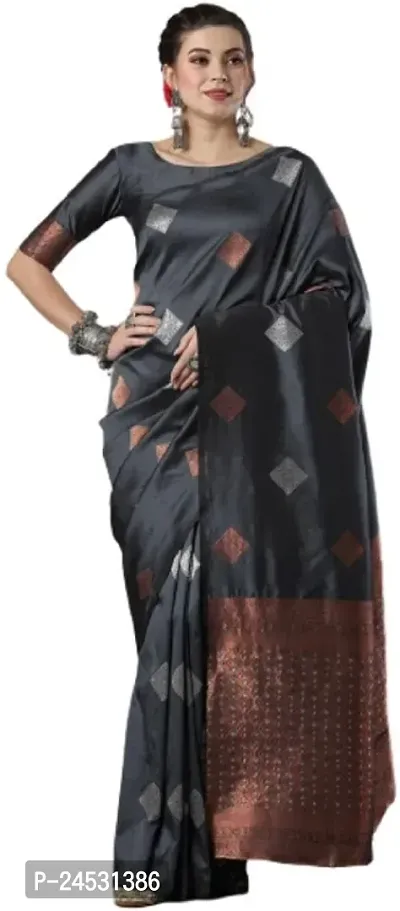 Stylish Fancy Designer Silk Blend Saree With Blouse Piece For Women-thumb0