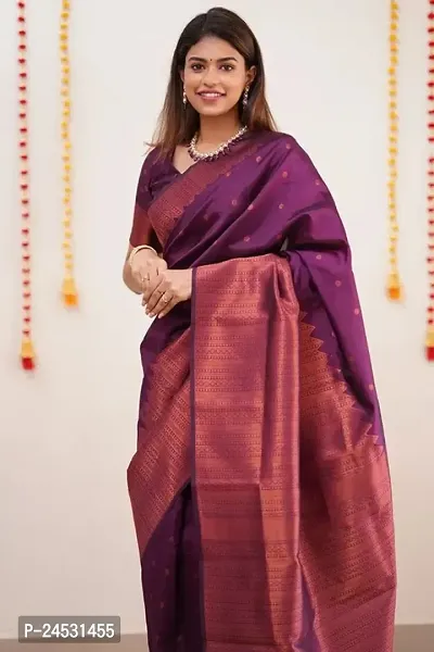 Stylish Fancy Designer Silk Blend Saree With Blouse Piece For Women-thumb4