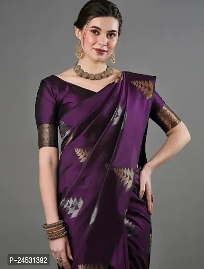 Stylish Fancy Designer Silk Blend Saree With Blouse Piece For Women-thumb4