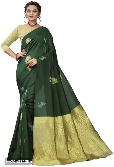 Stylish Fancy Designer Silk Blend Saree With Blouse Piece For Women-thumb0