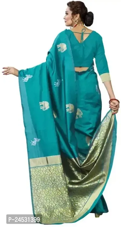 Stylish Fancy Designer Silk Blend Saree With Blouse Piece For Women-thumb5