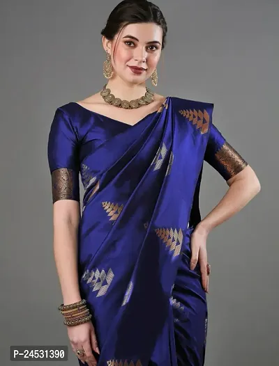 Stylish Fancy Designer Silk Blend Saree With Blouse Piece For Women-thumb4