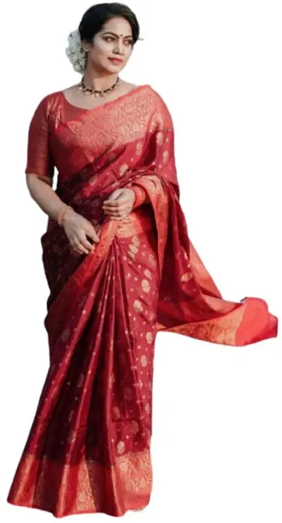 Stylish Fancy Designer Silk Blend Saree With Blouse Piece For Women