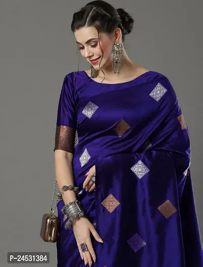 Stylish Fancy Designer Silk Blend Saree With Blouse Piece For Women-thumb3